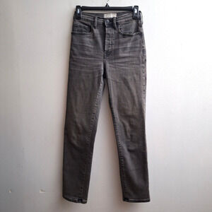 EVERLANE High Rise Slim Straight Jeans Womens 26 Black Gray Ankle Stretchy